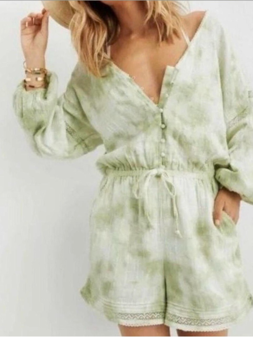 aerie Mint Green Button-Front Romper